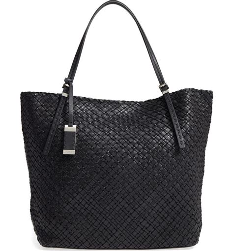 michael kors hutton woven tote|Michael Kors Hutton Large Woven Leather Tote Bag, Black.